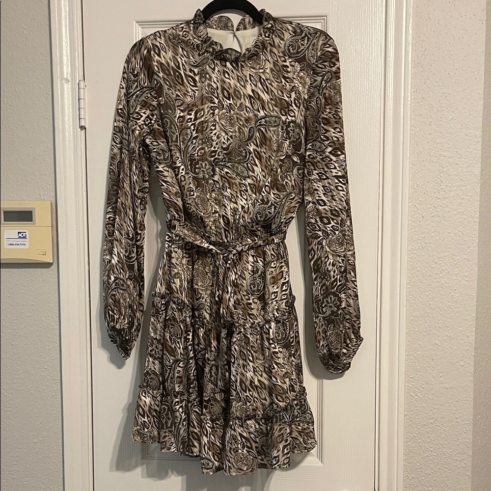 She and Sky Animal Print Long Sleeve Dress